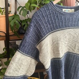 New Era Blue and Gray Crewneck Sweater